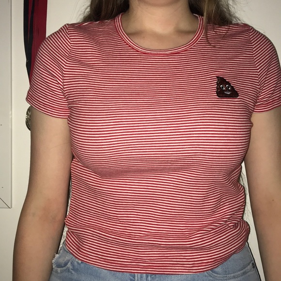 Forever-21. Stripped emoji t-shirt - Picture 1 of 4